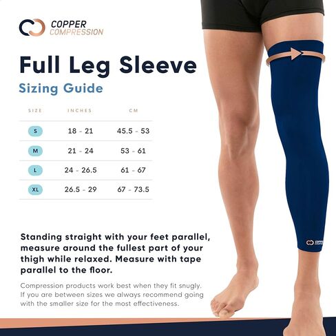 كم ضغط الساق النحاسي - دعامة تثبيت الركبة المغمورة بالنحاس للجري، تمزق الغضروف المفصلي، ACL، MCL، التهاب المفاصل، تخفيف آلام المفاصل - دعم الفخذ والساق للرجال والنساء in Kuwait