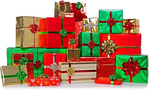 60 قطعة من أقواس تغليف عيد الميلاد ذاتية اللصق أقواس هدايا معدنية وشرائط تجعيد عيد الميلاد بطول 131 قدم لصالح حفلة عيد الميلاد in Kuwait