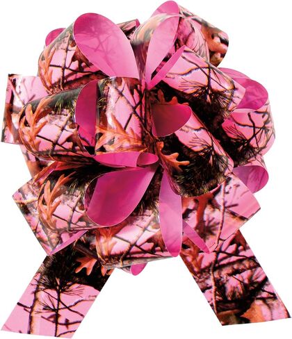 Pink Camo Bows (3 pack, poly ribbon pull bows, 5", gift wrap) Next Camo Party Collection by Havercamp in Saudi Arabia