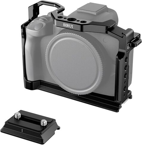 قفص كاميرا SIRUI لكاميرا Canon EOS R50، يأتي مع لوحة تحرير سريعة 2 في 1 لنوع Arca أو Manfrotto، قاعدة مدمجة من نوع Arca، حذاء بارد، سكة ناتو وفتحات ملولبة، AM-EOSR50 in Kuwait
