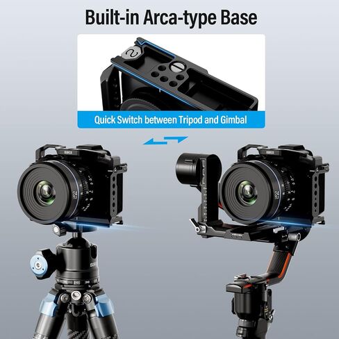 قفص كاميرا SIRUI لكاميرا Canon EOS R50، يأتي مع لوحة تحرير سريعة 2 في 1 لنوع Arca أو Manfrotto، قاعدة مدمجة من نوع Arca، حذاء بارد، سكة ناتو وفتحات ملولبة، AM-EOSR50 in Kuwait