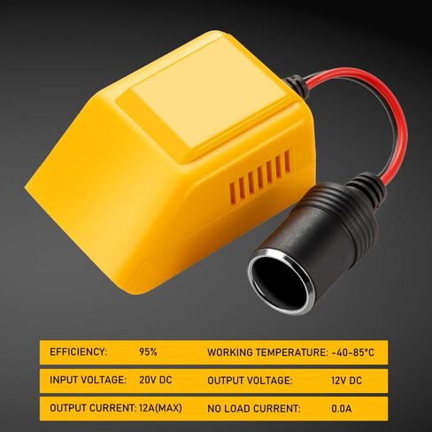 LINGYUE 20V Battery Converter for Dewalt Lithium Battery to 12V 12A，Power Wheel Adapter with Cigarette Lighter Interface for Car Appliances in Saudi Arabia