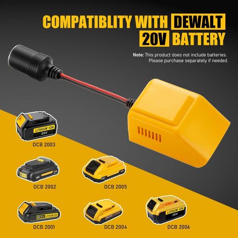 LINGYUE 20V Battery Converter for Dewalt Lithium Battery to 12V 12A，Power Wheel Adapter with Cigarette Lighter Interface for Car Appliances in Saudi Arabia