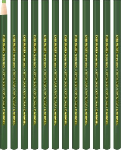 قلم تحديد Carmel China، صندوق مكون من 12 قطعة (أبيض)، قلم شحم بخيط سحب، قلم شمع مغلف بالورق لوضع علامات على الأسطح الملساء بما في ذلك البلاستيك والمعادن والسيراميك والحجر المصقول in Kuwait