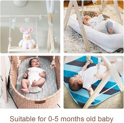 صالة ألعاب رياضية خشبية للأطفال مع 3 ألعاب حسية للأطفال قابلة للطي للعب الأطفال والأنشطة الرياضية بإطار معلق هدية لحديثي الولادة in Kuwait