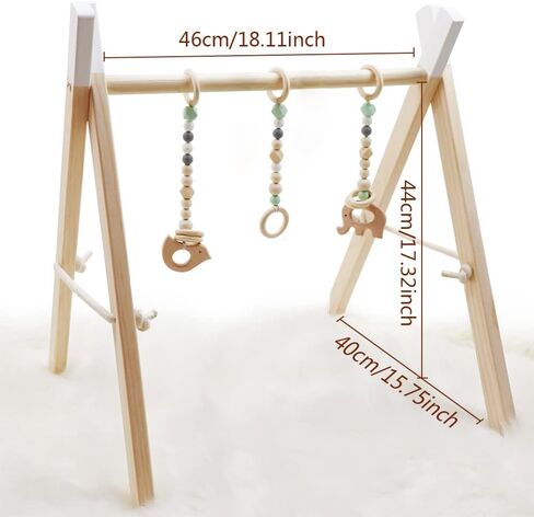 صالة ألعاب رياضية خشبية للأطفال مع 3 ألعاب حسية للأطفال قابلة للطي للعب الأطفال والأنشطة الرياضية بإطار معلق هدية لحديثي الولادة in Kuwait