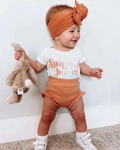 MAYUMMPY بلدي أول عيد الفصح طفلة الزي الوليد هوني الأرنب نيسيي رومبير + شورت + عقال 3 قطعة مجموعات ملابس الرضع in Kuwait