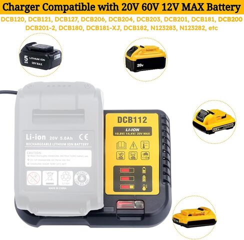 SWIDAN Charger Compatible with de-Walt 20V 12V 60v MAX Lithium-ion Batteries DCB206 DCB230 DCB240 DCB612 DCB609 DCB606 Replacement for DCB112 DCB115 DCB107 DCB101 DCB105 20V 12V Battery Charger in Kuwait