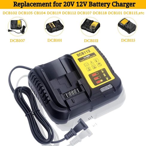 SWIDAN Charger Compatible with de-Walt 20V 12V 60v MAX Lithium-ion Batteries DCB206 DCB230 DCB240 DCB612 DCB609 DCB606 Replacement for DCB112 DCB115 DCB107 DCB101 DCB105 20V 12V Battery Charger in Kuwait