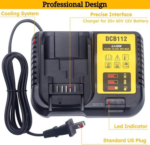 SWIDAN Charger Compatible with de-Walt 20V 12V 60v MAX Lithium-ion Batteries DCB206 DCB230 DCB240 DCB612 DCB609 DCB606 Replacement for DCB112 DCB115 DCB107 DCB101 DCB105 20V 12V Battery Charger in Kuwait