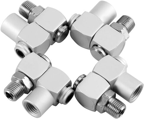 4 قطعة الألومنيوم 1/4 "تركيبات خرطوم الهواء 360 درجة أدوات الهواء المحمولة أداة الهواء قطب موصل تركيبات الهواء محول ملحقات المنزل in Saudi Arabia