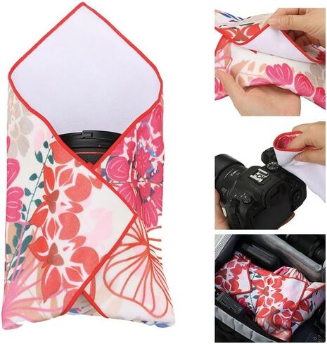 Protective Camera Lens Wrap, Magic Self-Adhesive Cloth Protective Camera Wrapper, Washable Cleaning & Storage Cloth for DSLR/Camera Lens/Phones/Tablets/Accessories (Clover, 35cmx35cm) in Saudi Arabia