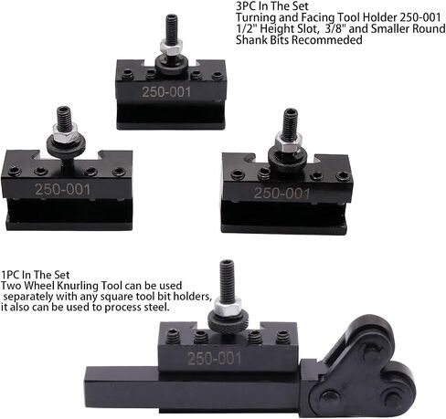 9Pcs OXA Wedge Type Quick Change Tool Post 250-000 Set Plus 2 extra 250-001 For Mini Lathe 6-9" Swing Steel with 1pc Two Wheel Knurling Tool can be used separately with any square tool bit holders in Saudi Arabia