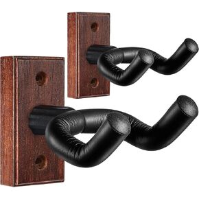 WOGOD Guitar Wall Mount Guitar Hanger Wall Holder - Guitar Wall Hangers Wall Hook Stand for Acoustic Electric Guitars Bass Ukulele - Solid Wood Wall Mount