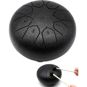 Anvin Mini Steel Tongue Drum 3 بوصة 6 ملاحظات طبلة يد معدنية مع مطرقة طبل كتاب الموسيقى طبل المطر أدوات شفاء الصوت للتأمل واليوجا زن هدايا الترفيه (الأزرق الداكن) in Kuwait