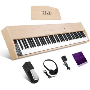 Fesley Weighted Piano Keyboard 88 Keys: Full Size Electric Keyboard Piano for Beginners, Portable 88 Key Keyboard with Daul Speaker,Sustain Pedal,Power Adapter,Support Bluetooth,USB MIDI,FEP300,Black