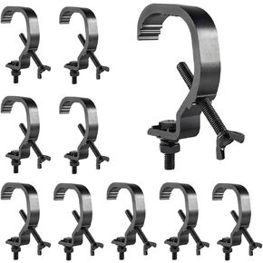 Truss C Clamp Black Stage Lighting Clamp, 10PCS GZhumin Professional 30-50mm Aluminium Light Clamps for DJ Lighting Par Lights Spot Lights, Heavy Duty 55LB Lighting Clamps, Fit for 1.18-2 Inch OD Tube