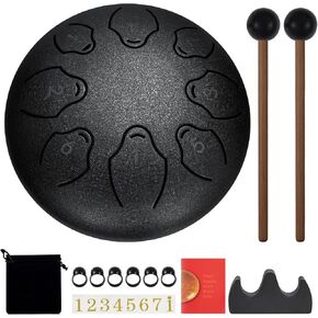 Rain Drum for Outside Garden 6 Inch 8 Note Steel Tongue Drum with Storage Bag,Chakra Drum for Rain Outdoor, Rain Drum for Garden Instrument for Meditation or Yoga Navy Blue