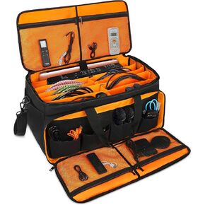 Large Cable File Bag for Musicians DJs and Travel Heavy Duty - Padded 17" Laptop Pocket, Gig Bag Gear Organizer with Dividers, Professional Case for Microphone, Sound, Lighting, Camera, Pedals, Cords