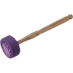 MECCANIXITY Brown Flannel and Peach Wood Yellow Sound Bowl Drum Stick for Meditation Yoga Relax