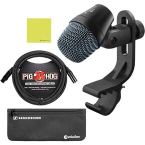 Liquid Audio - Sennheiser E 904 Dynamic Drum Microphone Bundle w/Pig Hog PHM10 8mm Mic Cable Polishing Cloth