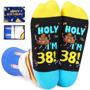 HAPPYPOP Birthday Gifts Ideas Socks - 36 37 38 39 Year Old Gifts for Man Woman, Birthday Socks for Men Women
