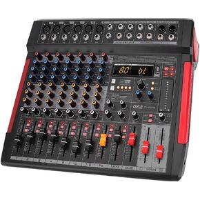 Pyle Professional DJ Audio Mixer Controller - 8-Channel DJ Controller Sound Mixer w/ DSP 380 Preset Effects, Recording, USB, 6 XLR Mic/Line Input, AUX, FX Processor MP3 Player, Headphone Jack PMX648