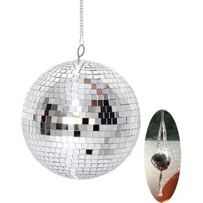 كرة ديسكو 8 بوصة كرة مرآة مع سلسلة فضية وحقيبة شبكية بوهو، ديكور كرة ديسكو فضي ملون رائع، ديكور حفلة ديسكو معلقة لتزيين الزفاف، ديكور المنزل (أخضر متدرج، 8 بوصة) in Kuwait