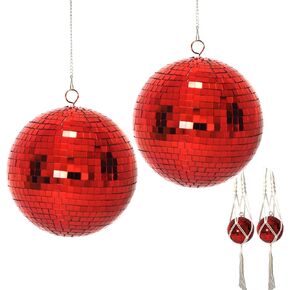 Disco Ball 8 in Mirror Ball with Silver Chain and Boho Net Pouch, Cool Silver Colorful Disco Ball Decor, Hanging Party Disco Decor for Wedding Decoration, Home Decor (Gradient Green, 8 inch)