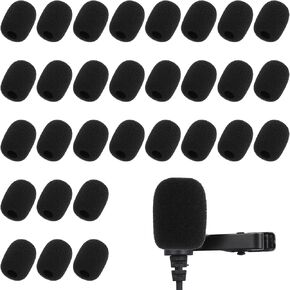 30 Pcs Microphone Covers Foam Mic Covers for Microphones Microphone Windscreen Foam Mini Lapel Headset Mic Foam Covers Microphone Windscreen, Black in Saudi Arabia