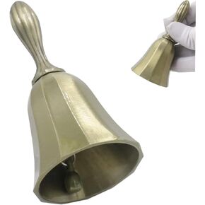 Loud Solid Brass Hand Call Bell for Wedding, Seniors Bedside, Teacher Classroom, Dinner, Meditation, Gift - Vintage Bell Style