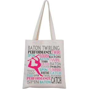 MNIGIU Baton Twirling Gift Gymnastic Twirling Lover Gift Baton Twirling Tote Bag for Twirler Girl
