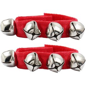 Hitefu 4pcs Band Wrist Bells Christmas Musical Tambourine Wrist Shaking Jingle Bells Musical Instruments Percussion Orchestra Rattles - Premium Quality Holiday Accessories (Red and Green)