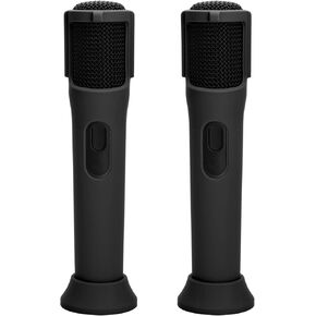 TXEsign Silicone Case for JBL Wireless Microphone -2 Pack, Anti-Rolling Protective Case with Base Rod Mic Sleeves Microphone Stand for Disco Stage Party TV Show (Black)