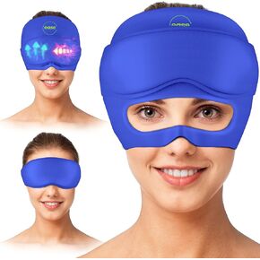 Migraine Headache Relief Cap and Neck Wrap for Hot & Cold Therapy | Flexible Ice Hat Mask | Neck & Head Wrap Pack with Extra Gel | Migraine Relief Cap for Tension & Stress
