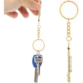 Flute Keychain Instrument Keychain Music Keychain Flute Keychain Brass Key Ring Gift Decoration Musical Instrument Ornament Golden