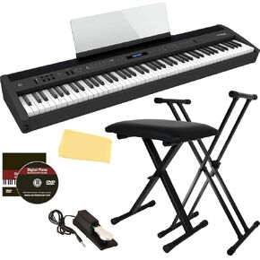 Roland FP-60X Digital Piano - Black Bundle with Adjustable Stand, Bench, Sustain Pedal, Austin Bazaar Instructional DVD, Online Piano Classes, and Polishing Cloth