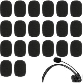 20 PCS Mini Size Lapel Headset Microphone Windscreen Foam Cover, High Density Mic Headset Cover Mini Size Foam Microphone Windscreen for Headset Lavalier Microphones Noise Reduction(Black)