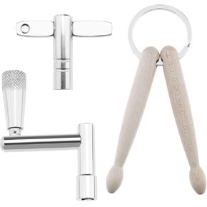 Create idea Set with 3Pcs Drum Kit Drum Tuning Key Continuous Motion Speed Key Drumstick Keychain Drum Wrench Tool for Drums Snare Drums Bass Drums