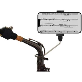 Saxophone Lyre Phone Holder,Phone Holder for Sax Lyre Clip,Alto Saxophone Lyre Accessories Mount Your Phone to Sax,Sax Music Clip Reading Music from Electronic Ultralight Copper Black