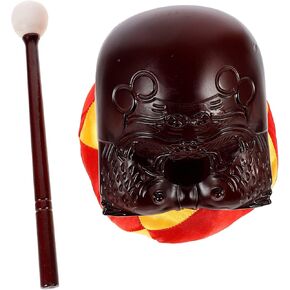 Artibetter 1 Set Fotang Wooden Fish Zen Drum with Cushion Wood Temple Block Temple Blocks Instrument House Decorations for Home Black Trim Japanese Decor Home Carving Decor Buddha Muyu Yoga