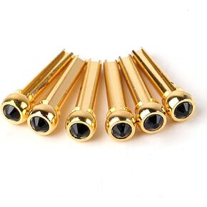 Guitar Bridge Pins, Brass Pin Acoustic Guitar Strings Nail Pegs Fixed Cone, Replacement Parts for Acoustic Folk Guitar (Black Crystal)