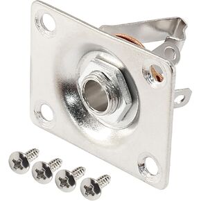 Murtenze Rectangular Metal 1/4 Output Jack Plate Input Jack Socket, Black Electric Bass Guitars Plug Guitar Input Jack Plate Electric Guitar Parts Replacement with Screws