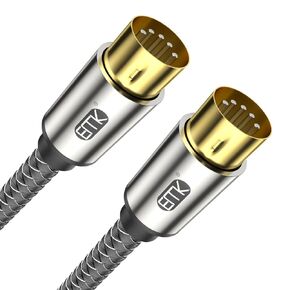 كابل EMK MIDI، كابل MIDI مجدول من النايلون بخمسة دبابيس متوافق مع لوحة مفاتيح MIDI، مركب، تأثيرات الجيتار المتعددة، أخذ العينات، بطاقة صوت خارجية، خلاط صوت، مكبر صوت (قطعة واحدة، 2 قدم/0.6 متر)