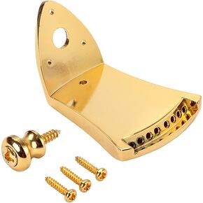 Alnicov Metal Triangle Mandolin Tailpiece Replacement Parts with Screws Guitar Strap Lock for 8 String Arched Top Mandolin(Golden)