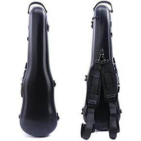 Hard Shell 3/4 Violin Case 4/4 Full Size Carbon Fiber Violin Box Strong Light Anti-Scratch Scratch Shaped Flight Case Travel Backpack Violin Case (White)