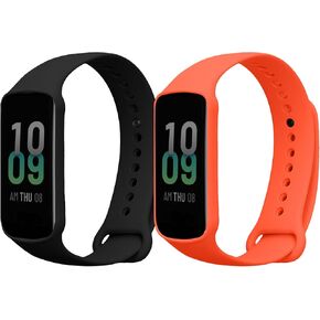 kwmobile Straps Compatible with Amazfit Band 7 Straps - 2x Replacement Silicone Watch Bands - Black/Dark Blue