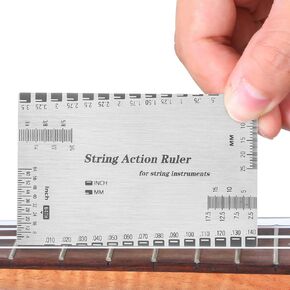 String Action Gauge Ruler, Guitar Height Gauge Set Up Tool, Guitar Repairing Luthier Action Gauge for Electric Bass and Acoustic Guitar, Setup Measuring Tool Kit for Guitar, Mandolin, Banjo