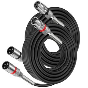 XLR Cables 100FT/30M 2 Packs, Premium Heavy Duty Balanced Microphone Cable with 3-Pin XLR Male to Female Microphone Cord Connector Compatible with Microphones,Mixer,Speaker Systems,Preamps and More
