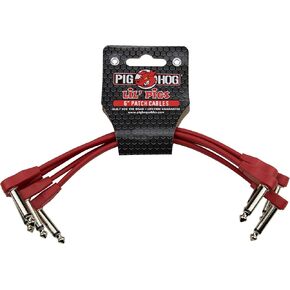 Pig Hog Lil Pigs 6 in Low Profile Patch Cables 4 Pack, Candy Apple Red